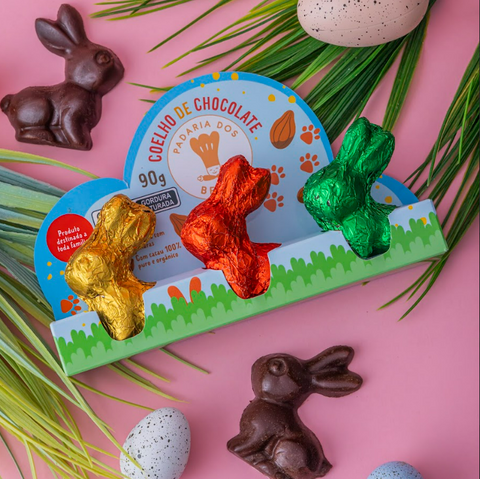 Trio de Coelhinho de chocolate