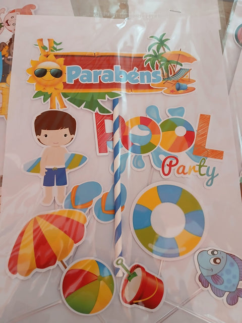 Cake Topper Pool Party Menino